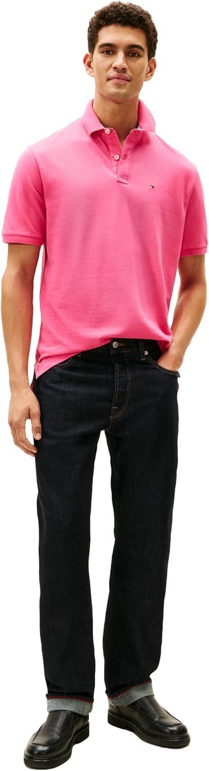 imageTommy Hilfiger Mens Short Sleeve Cotton Pique Polo Shirt in Classic FitRaspberry Sorbet