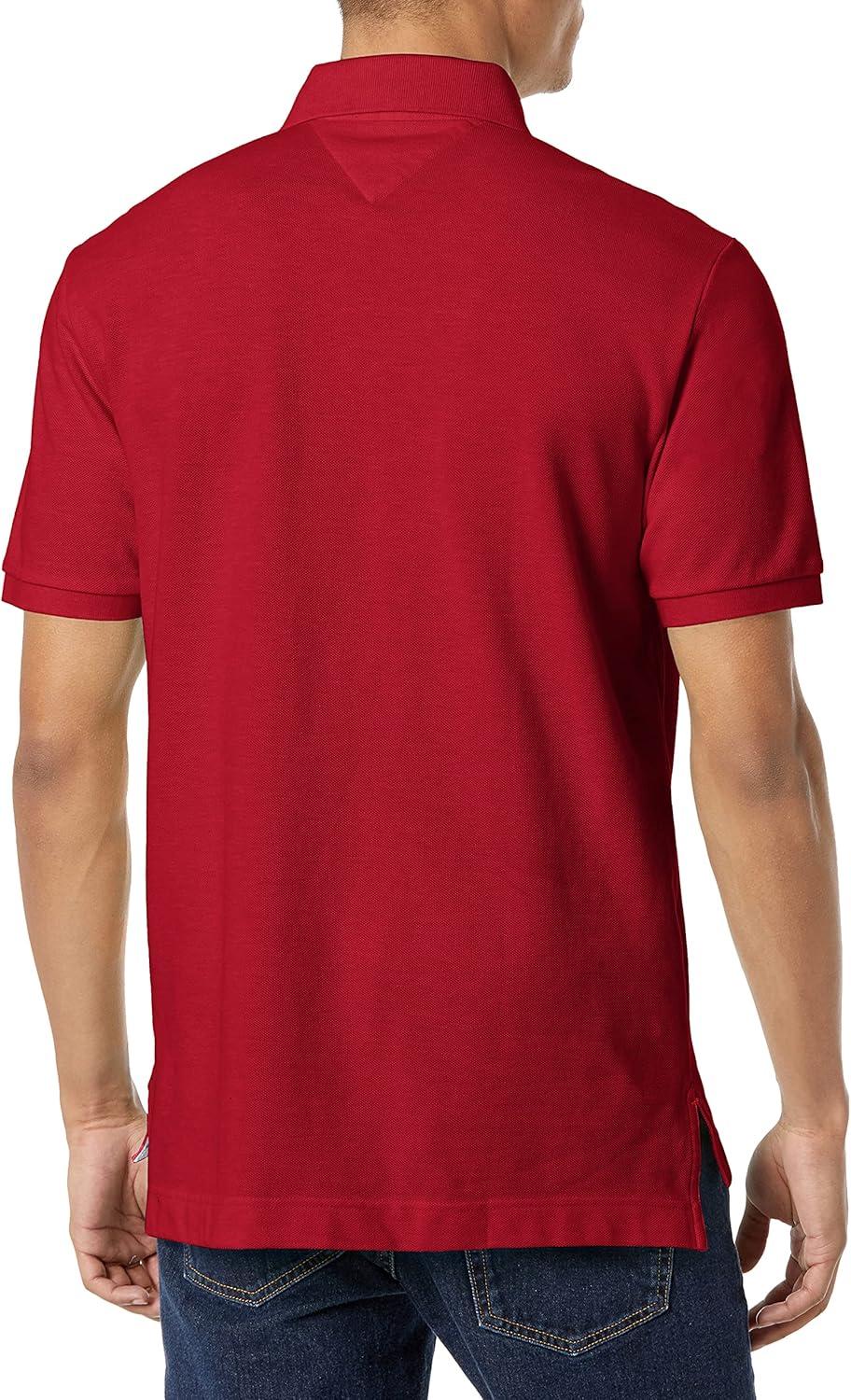 imageTommy Hilfiger Mens Short Sleeve Cotton Pique Polo Shirt in Classic FitRhubarb