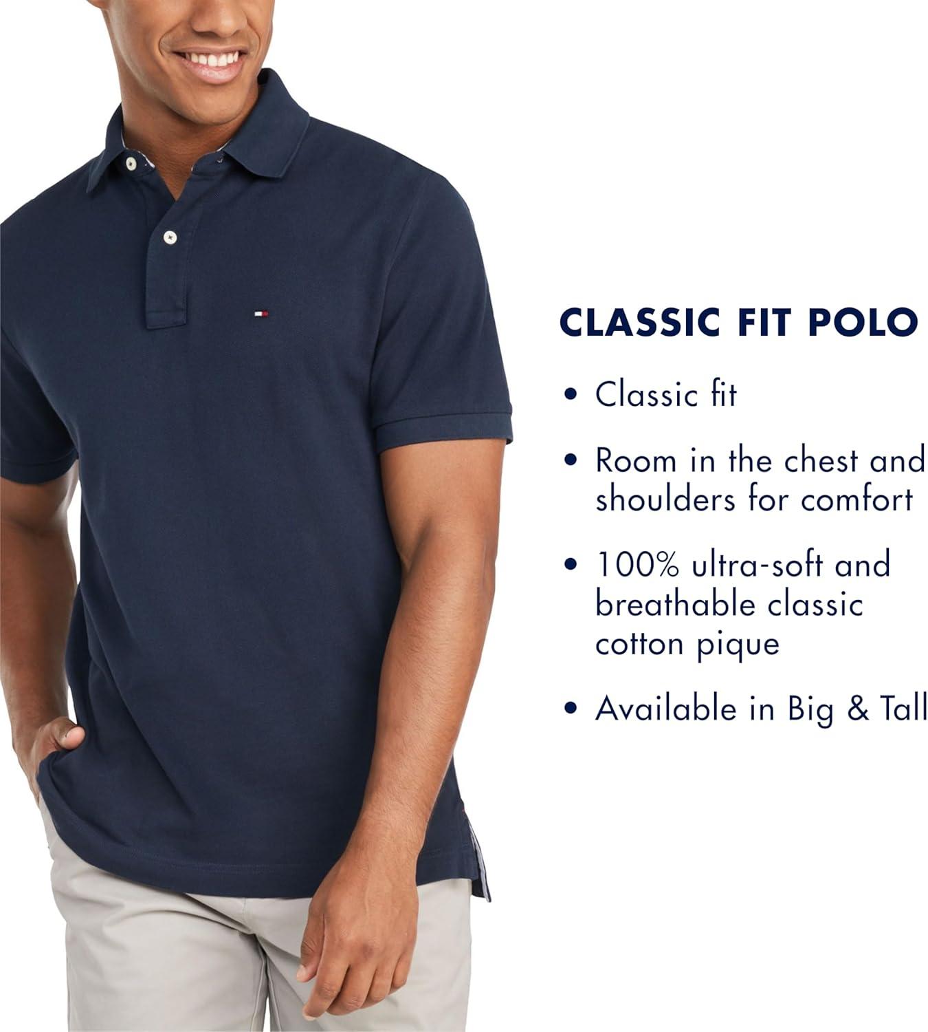 imageTommy Hilfiger Mens Short Sleeve Cotton Pique Polo Shirt in Classic FitThyme
