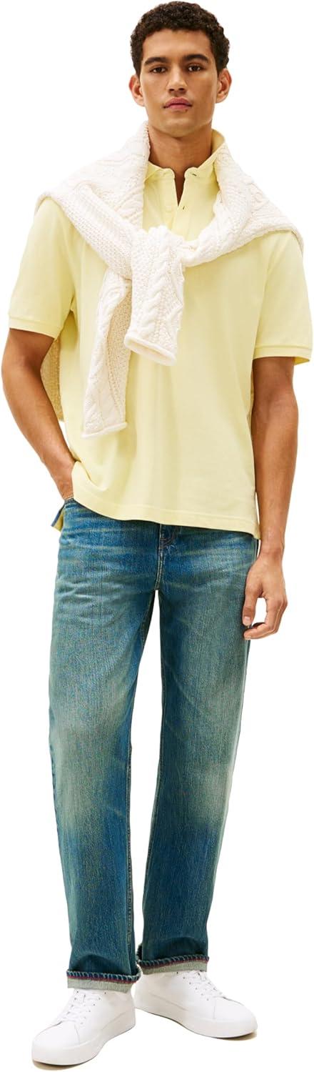 imageTommy Hilfiger Mens Short Sleeve Cotton Pique Polo Shirt in Classic FitWax Yellow