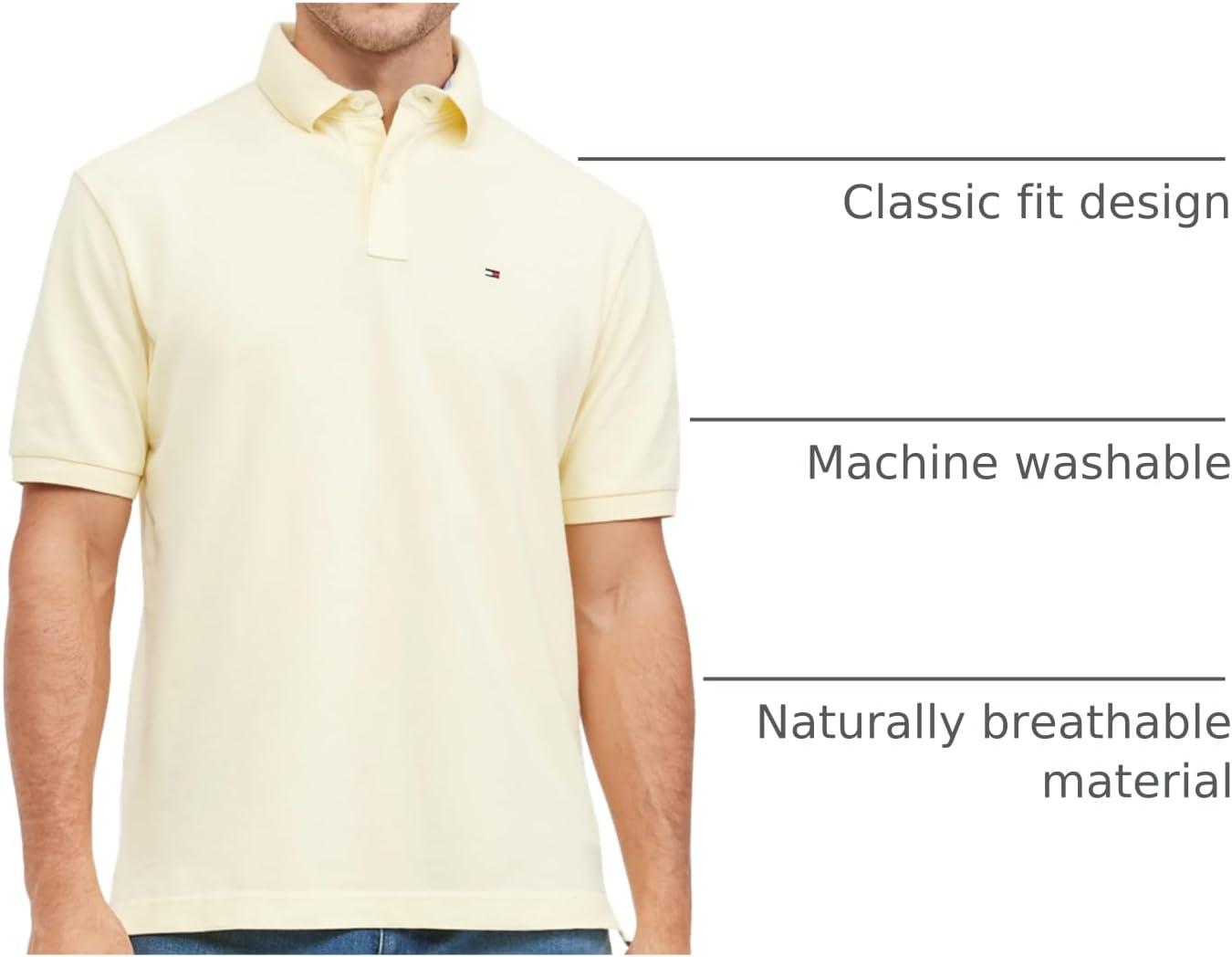 imageTommy Hilfiger Mens Short Sleeve Cotton Pique Polo Shirt in Classic FitWax Yellow