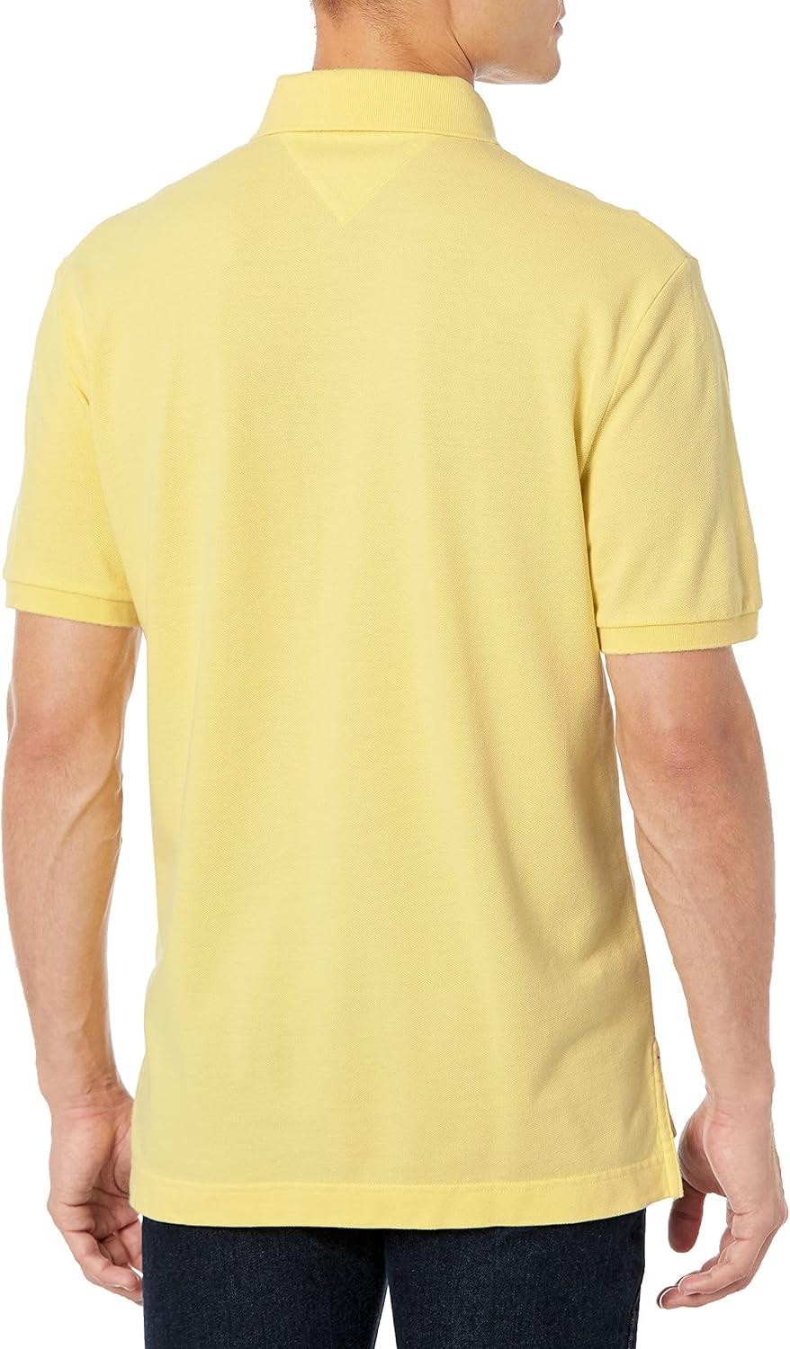 imageTommy Hilfiger Mens Short Sleeve Cotton Pique Polo Shirt in Classic FitYellow Iris