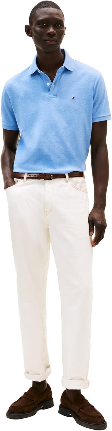 imageTommy Hilfiger Mens Short Sleeve Cotton Pique Polo Shirt in Regular FitBlue Heather
