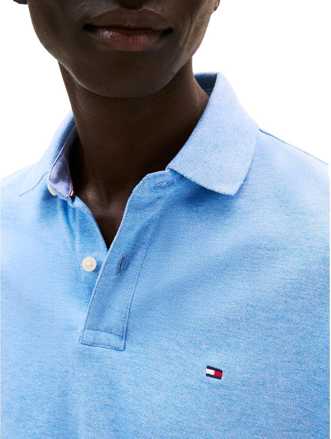 imageTommy Hilfiger Mens Short Sleeve Cotton Pique Polo Shirt in Regular FitBlue Heather
