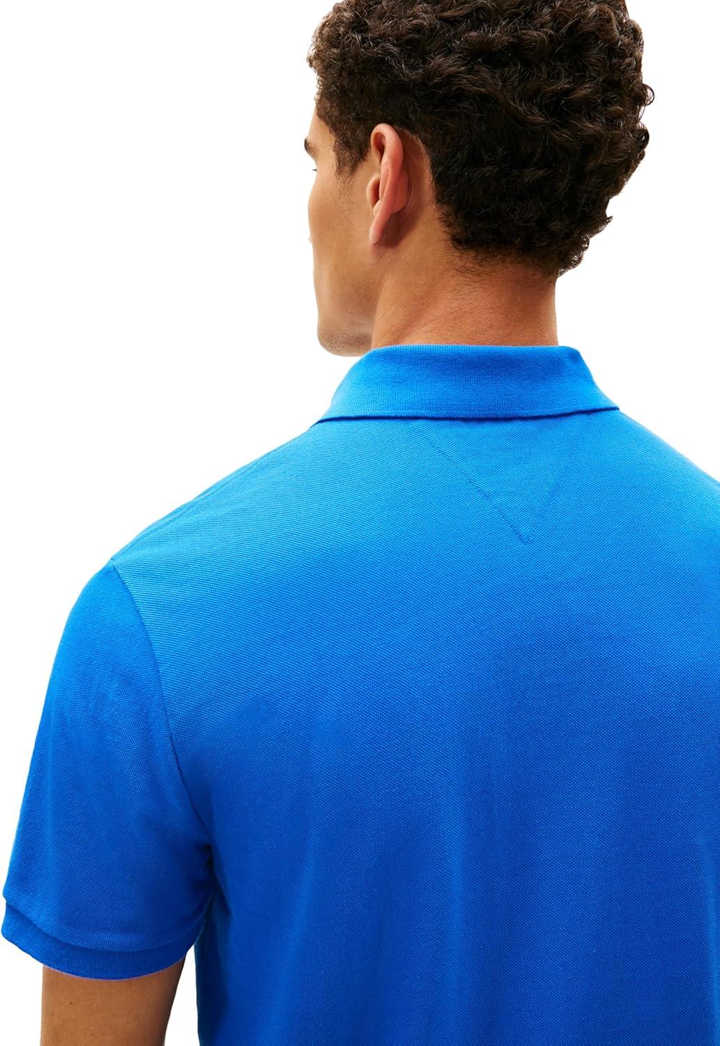 imageTommy Hilfiger Mens Short Sleeve Cotton Pique Polo Shirt in Regular FitBlue Iolite