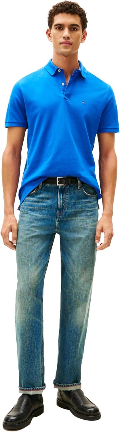 imageTommy Hilfiger Mens Short Sleeve Cotton Pique Polo Shirt in Regular FitBlue Iolite