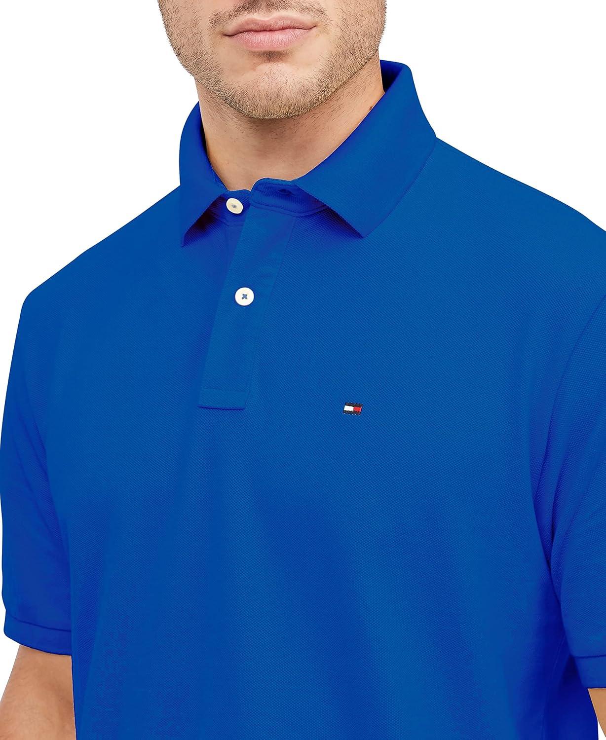 imageTommy Hilfiger Mens Short Sleeve Cotton Pique Polo Shirt in Regular FitBrilliant Blue