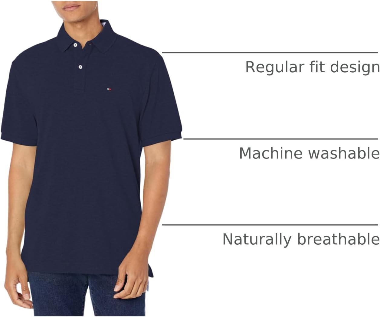 imageTommy Hilfiger Mens Short Sleeve Cotton Pique Polo Shirt in Regular FitClassic Navy