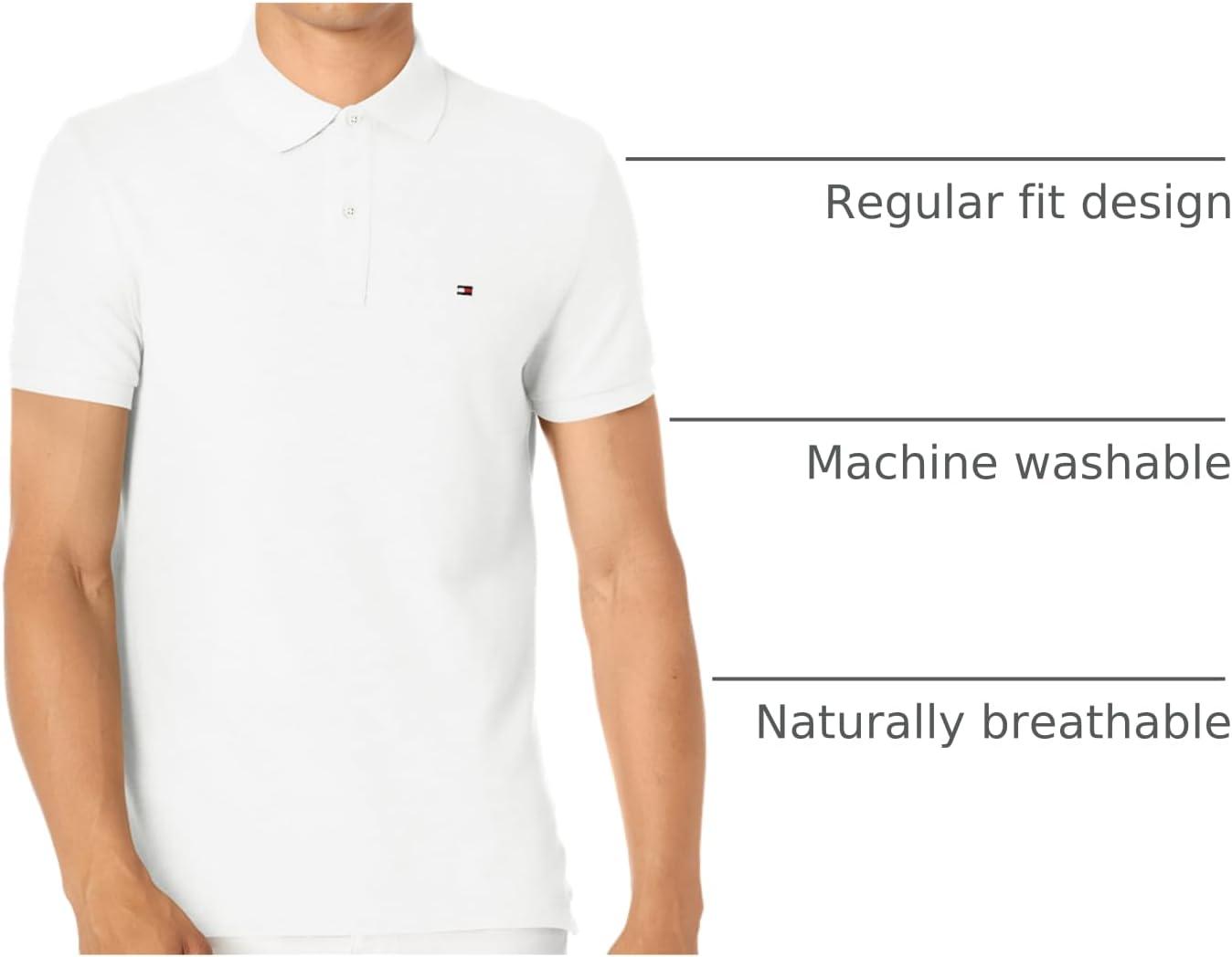imageTommy Hilfiger Mens Short Sleeve Cotton Pique Polo Shirt in Regular FitClassic White