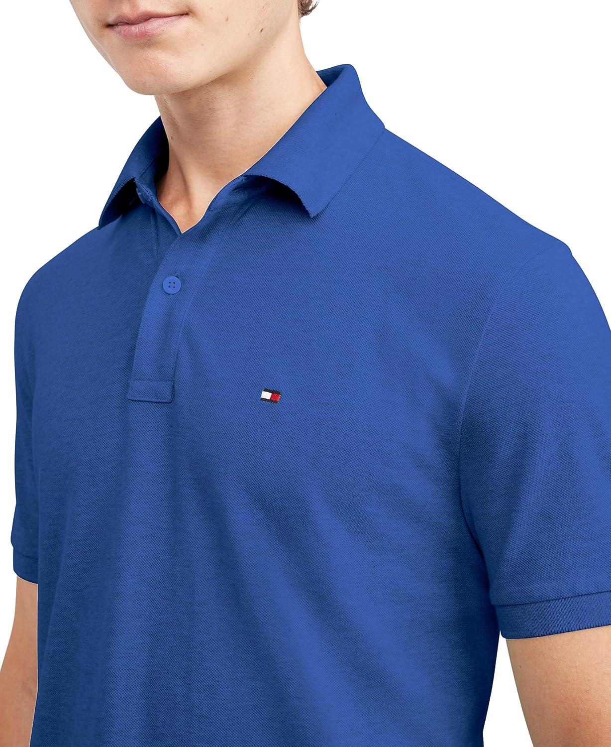 imageTommy Hilfiger Mens Short Sleeve Cotton Pique Polo Shirt in Regular FitDory Blue Heather