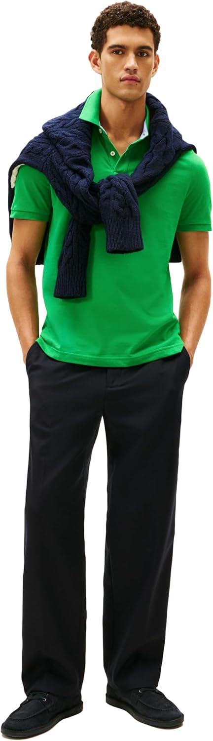 imageTommy Hilfiger Mens Short Sleeve Cotton Pique Polo Shirt in Regular FitFern Green