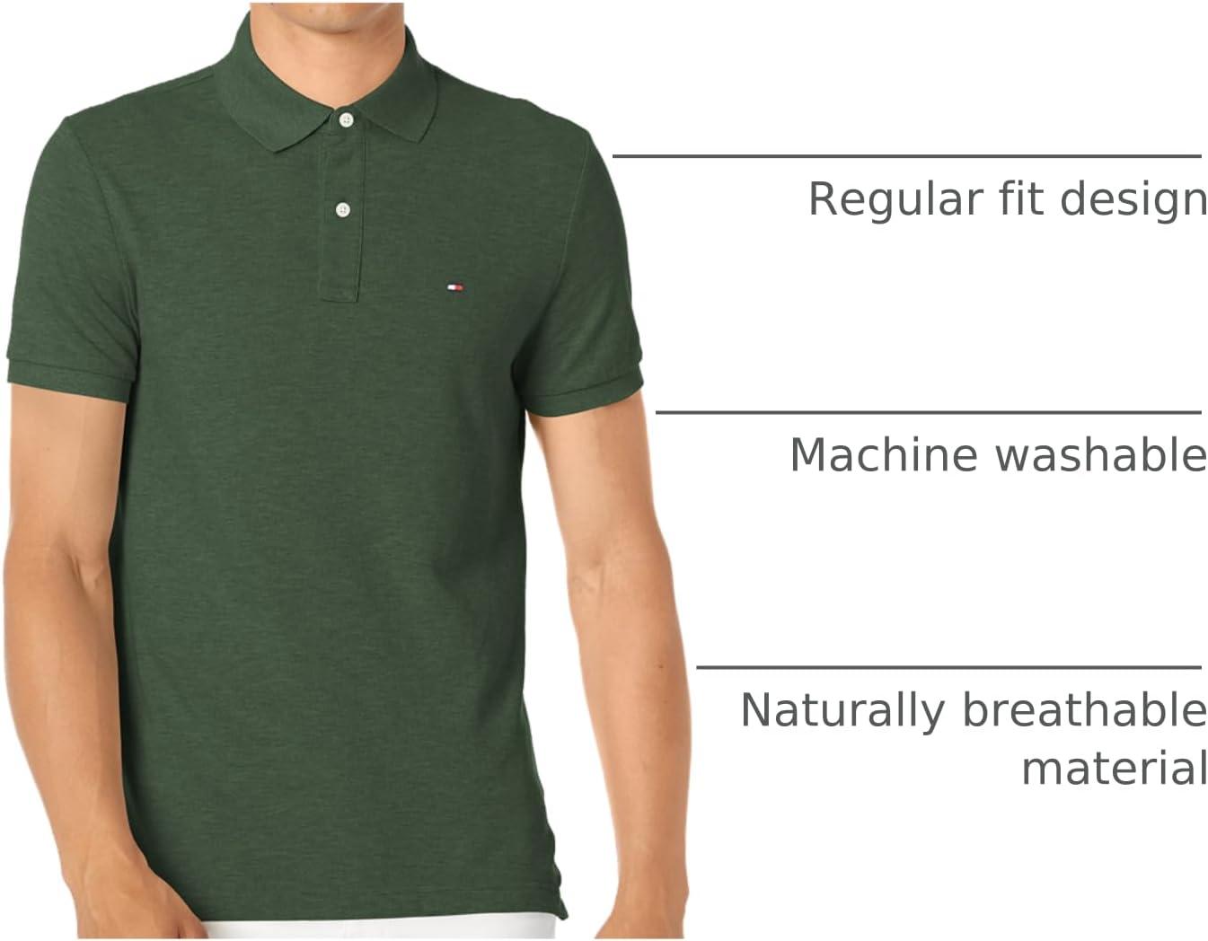 imageTommy Hilfiger Mens Short Sleeve Cotton Pique Polo Shirt in Regular FitGreener Pastures Heather
