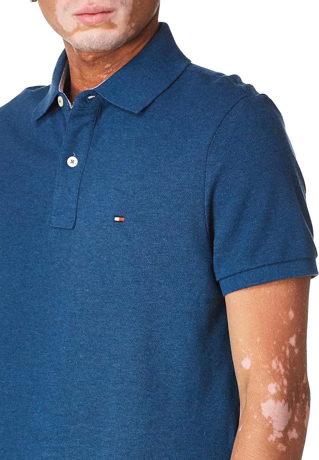imageTommy Hilfiger Mens Short Sleeve Cotton Pique Polo Shirt in Regular FitLegion Blue Heather