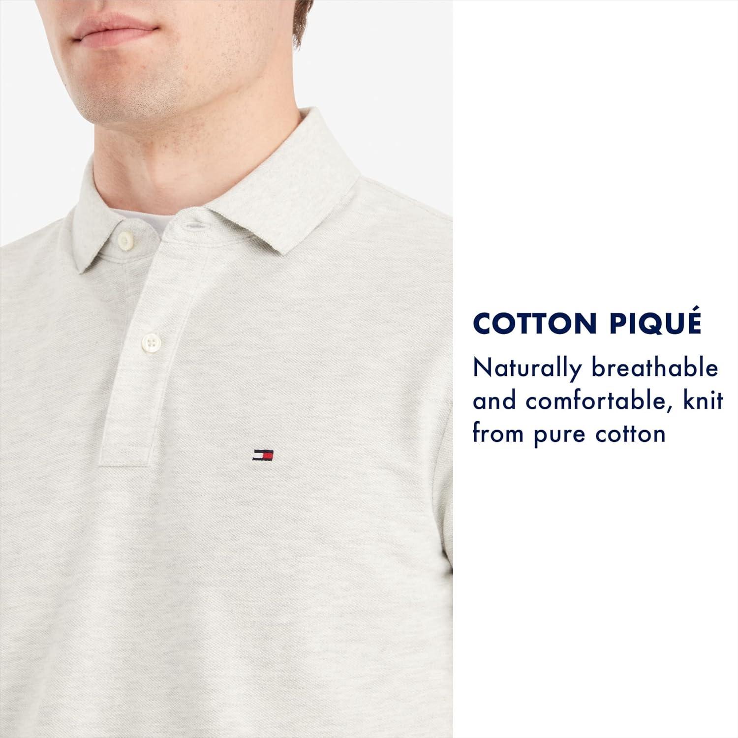 imageTommy Hilfiger Mens Short Sleeve Cotton Pique Polo Shirt in Regular FitLilac Ice