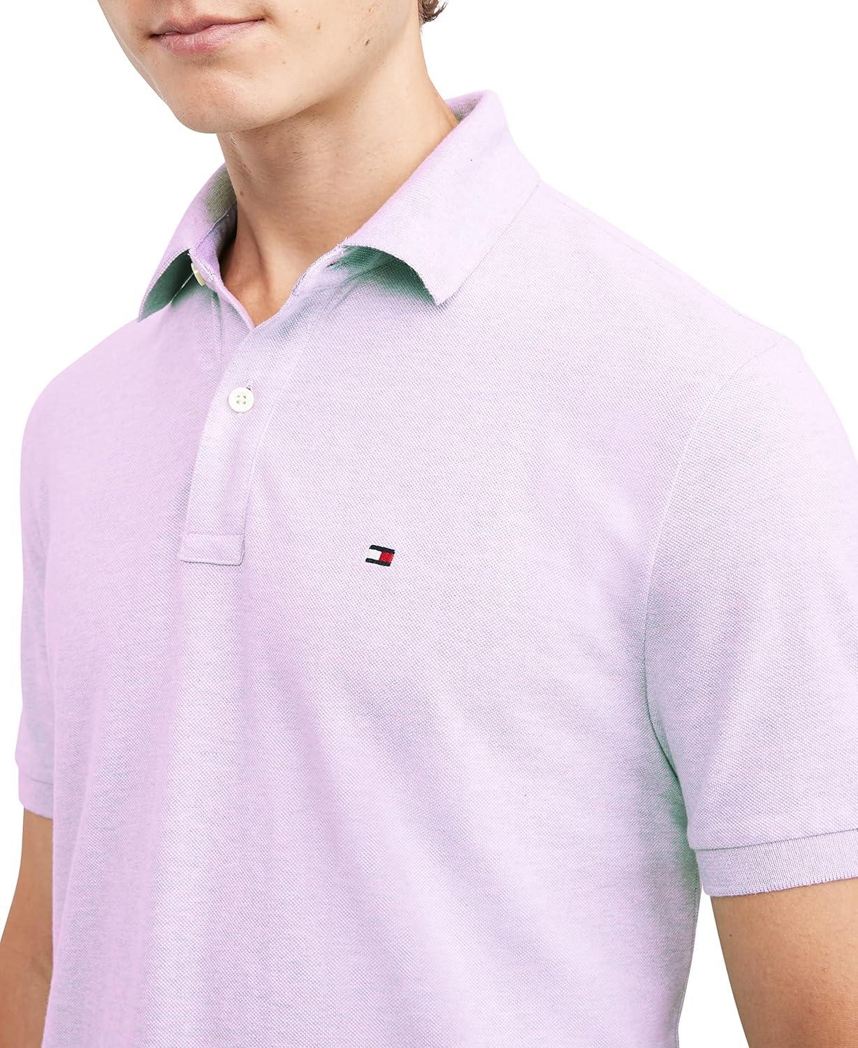 imageTommy Hilfiger Mens Short Sleeve Cotton Pique Polo Shirt in Regular FitLilac Ice