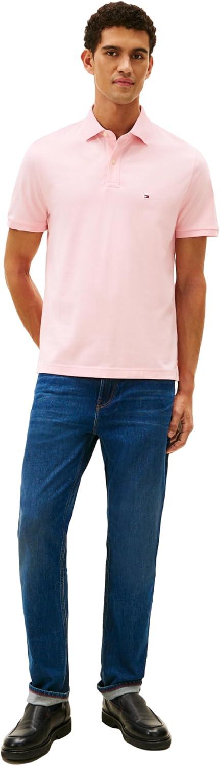 imageTommy Hilfiger Mens Short Sleeve Cotton Pique Polo Shirt in Regular FitPebble Pink