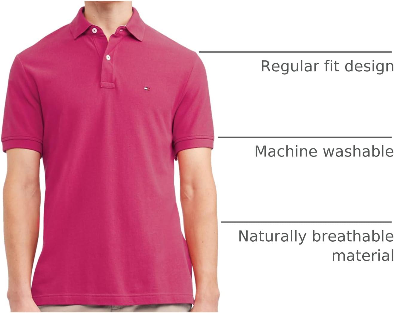 imageTommy Hilfiger Mens Short Sleeve Cotton Pique Polo Shirt in Regular FitRaspberry Sorbet