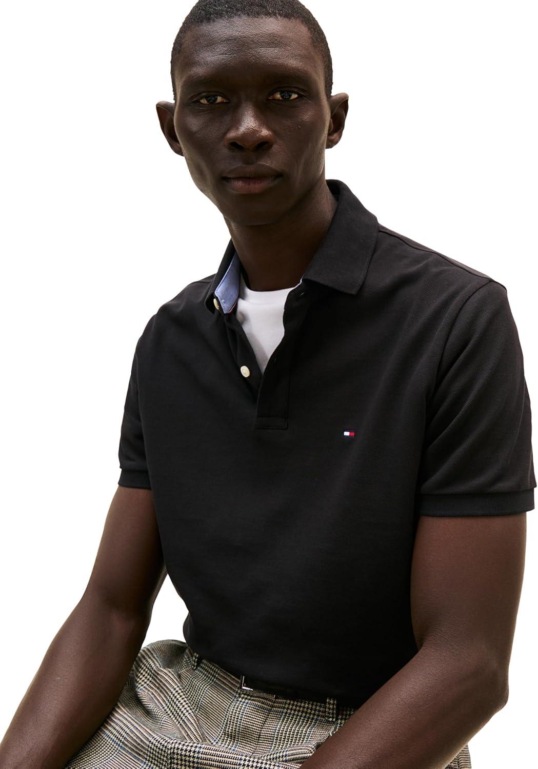 imageTommy Hilfiger Mens Short Sleeve Cotton Pique Polo Shirt in Regular FitTommy Black