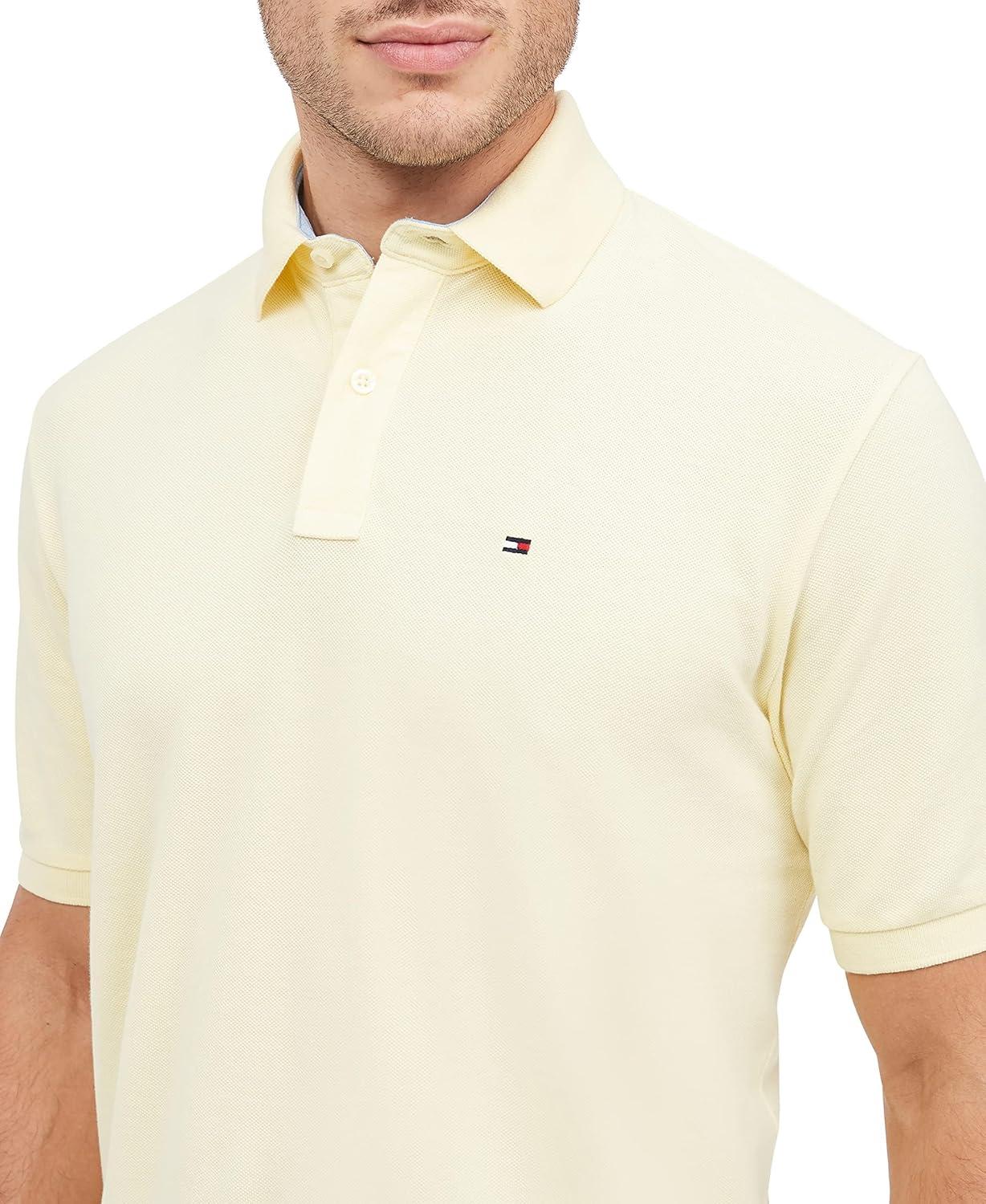 imageTommy Hilfiger Mens Short Sleeve Cotton Pique Polo Shirt in Regular FitWarm Yellow