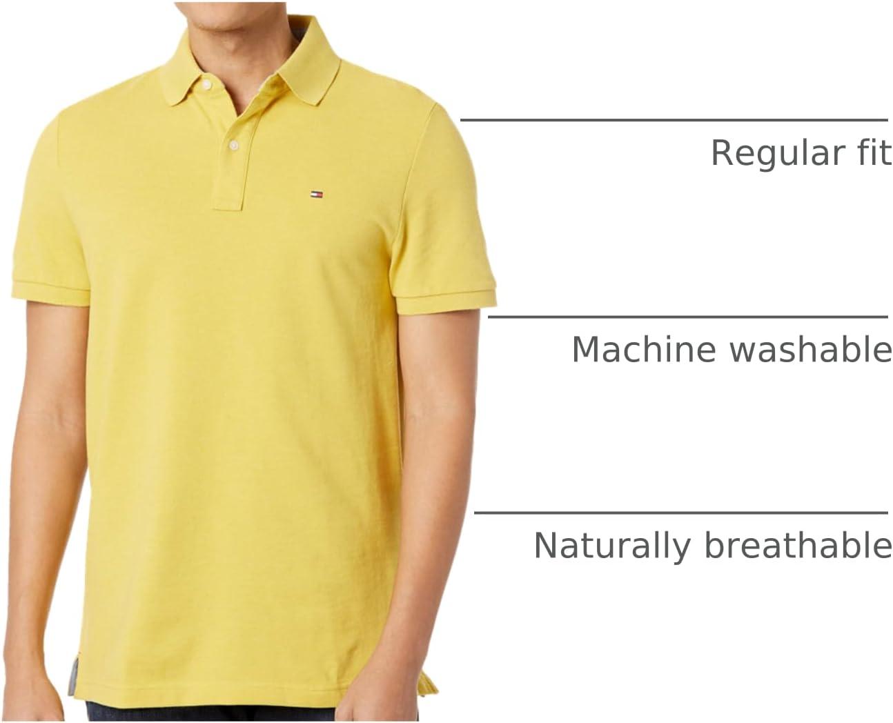 imageTommy Hilfiger Mens Short Sleeve Cotton Pique Polo Shirt in Regular FitYellow Heather