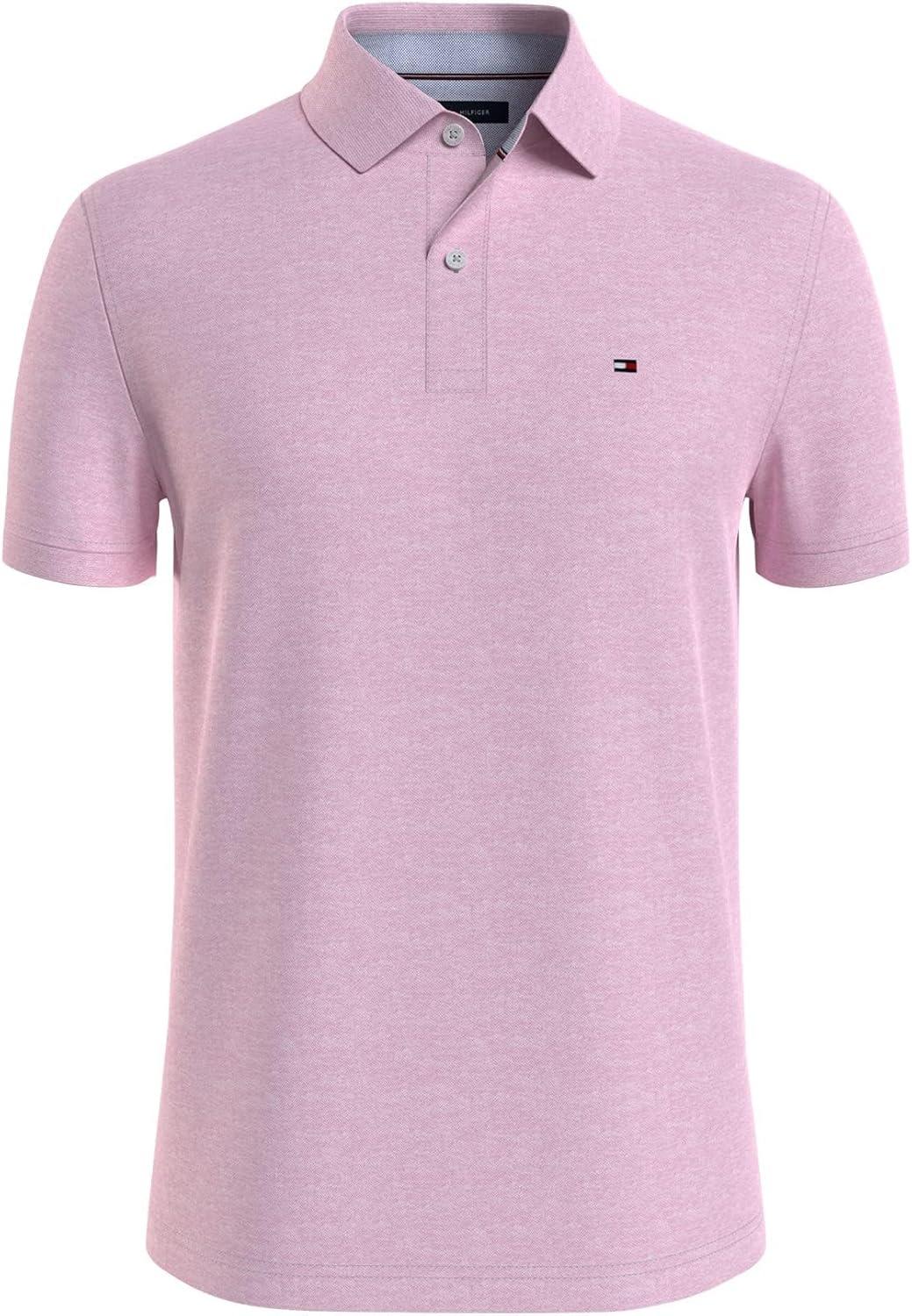 imageTommy Hilfiger Mens Short Sleeve Moisture Wicking Stretch Polo Shirt with Quick Dry UV ProtectionB4453 Pink Heather