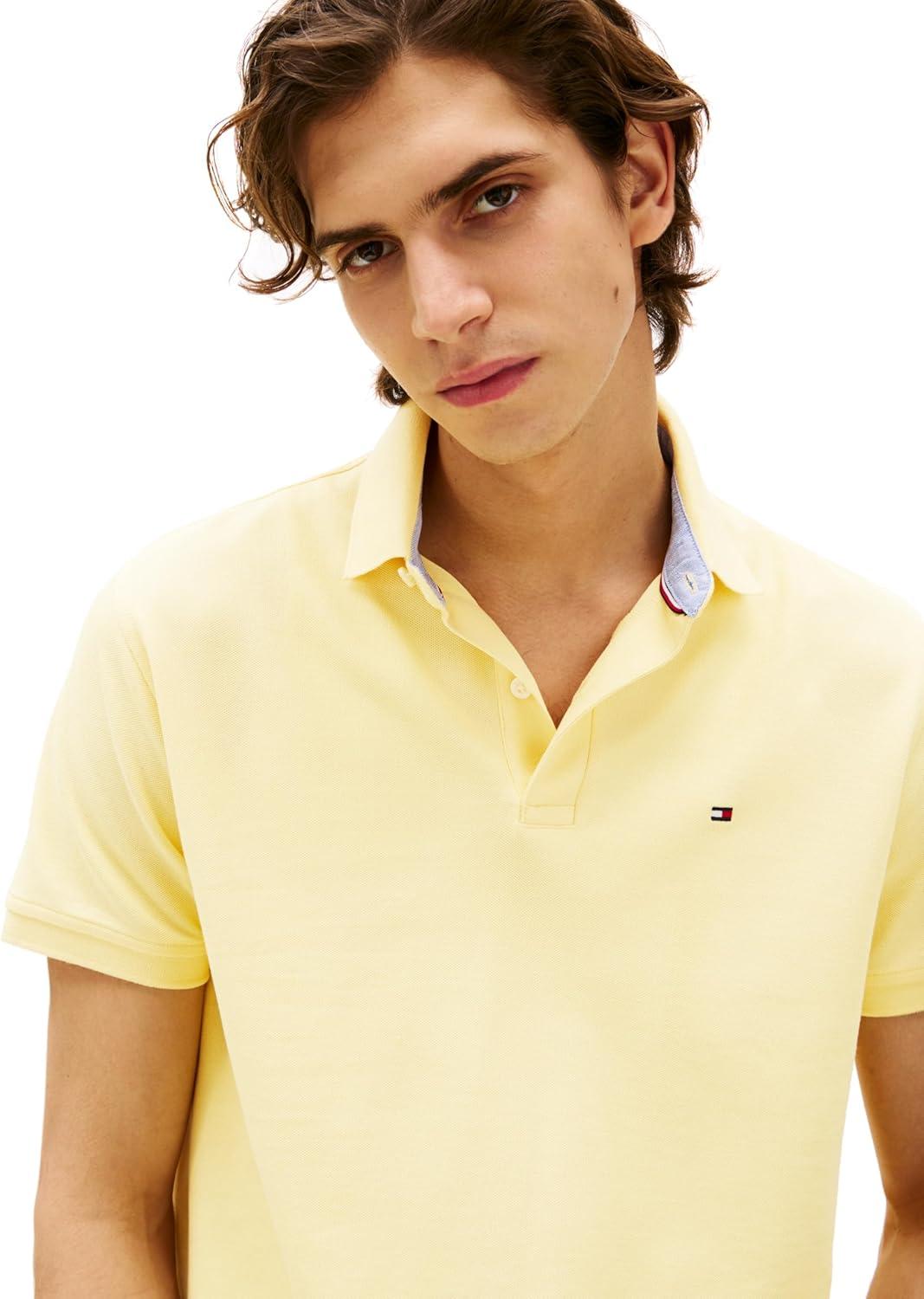 imageTommy Hilfiger Mens Short Sleeve Moisture Wicking Stretch Polo Shirt with Quick Dry UV ProtectionCitronella