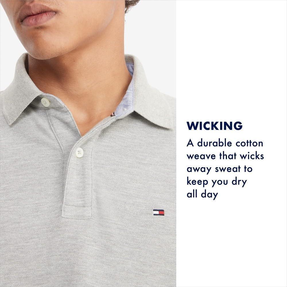 imageTommy Hilfiger Mens Short Sleeve Moisture Wicking Stretch Polo Shirt with Quick Dry UV ProtectionCs Deep Knit Black