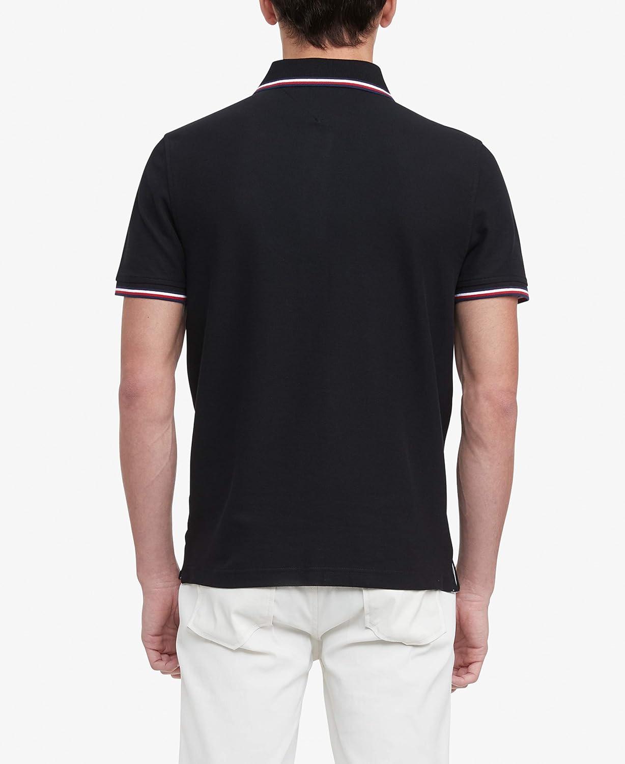 imageTommy Hilfiger Mens Short Sleeve Moisture Wicking Stretch Polo Shirt with Quick Dry UV ProtectionCs Deep Knit Black