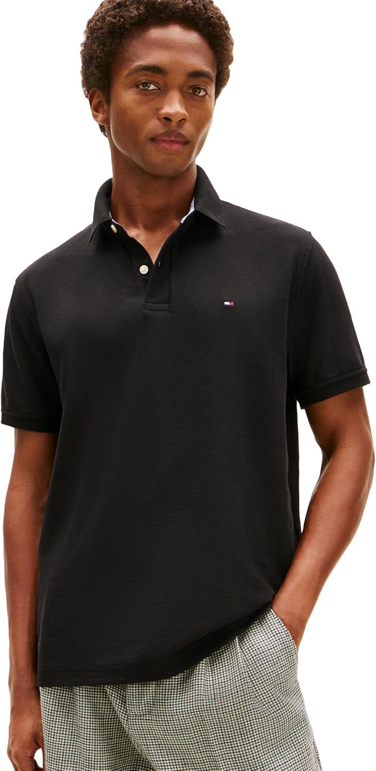 imageTommy Hilfiger Mens Short Sleeve Moisture Wicking Stretch Polo Shirt with Quick Dry UV ProtectionDark Sable