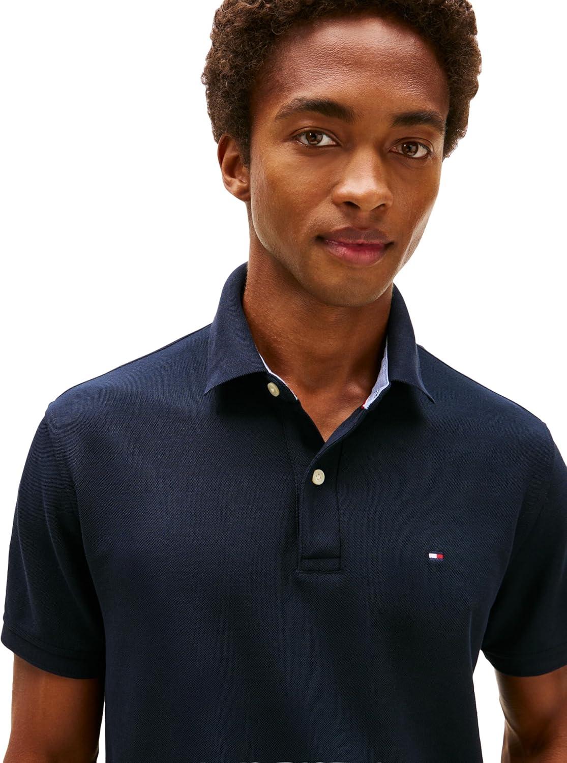 imageTommy Hilfiger Mens Short Sleeve Moisture Wicking Stretch Polo Shirt with Quick Dry UV ProtectionDesert Sky