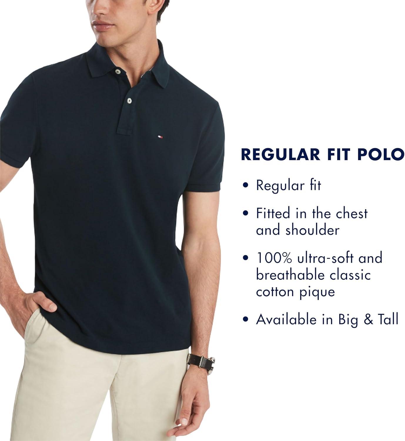 imageTommy Hilfiger Mens Short Sleeve Moisture Wicking Stretch Polo Shirt with Quick Dry UV ProtectionGrey Heather
