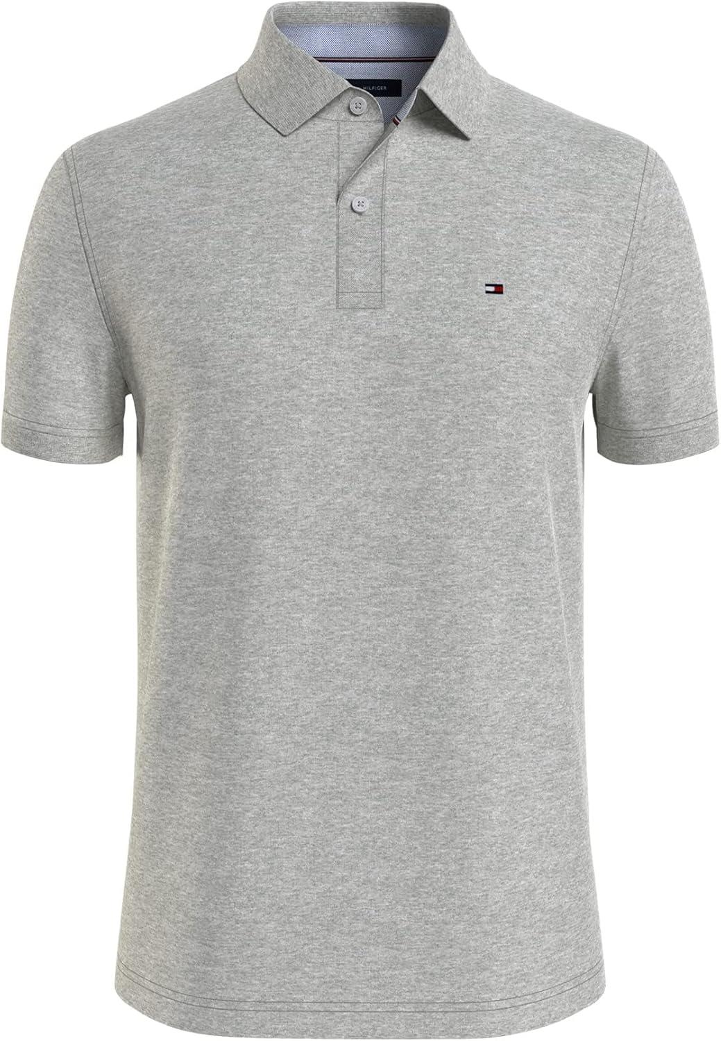 imageTommy Hilfiger Mens Short Sleeve Moisture Wicking Stretch Polo Shirt with Quick Dry UV ProtectionGrey Heather