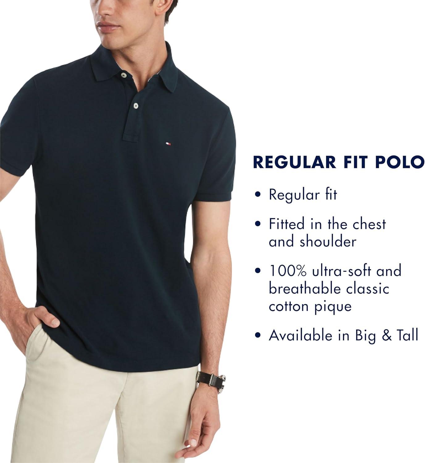 imageTommy Hilfiger Mens Short Sleeve Moisture Wicking Stretch Polo Shirt with Quick Dry UV ProtectionLight Blue Heather