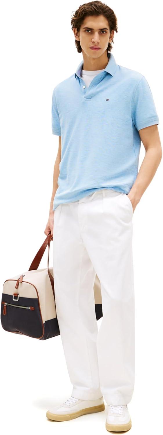 imageTommy Hilfiger Mens Short Sleeve Moisture Wicking Stretch Polo Shirt with Quick Dry UV ProtectionLight Blue Heather