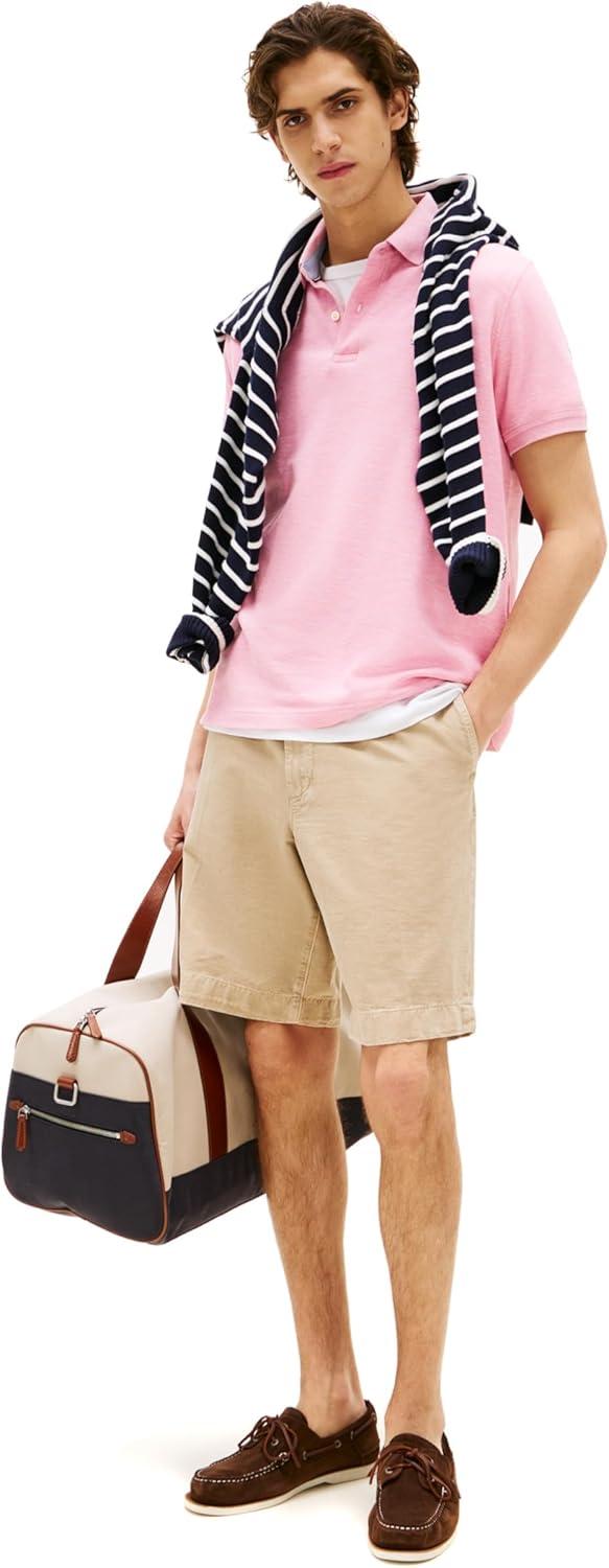 imageTommy Hilfiger Mens Short Sleeve Moisture Wicking Stretch Polo Shirt with Quick Dry UV ProtectionLight Red Heather