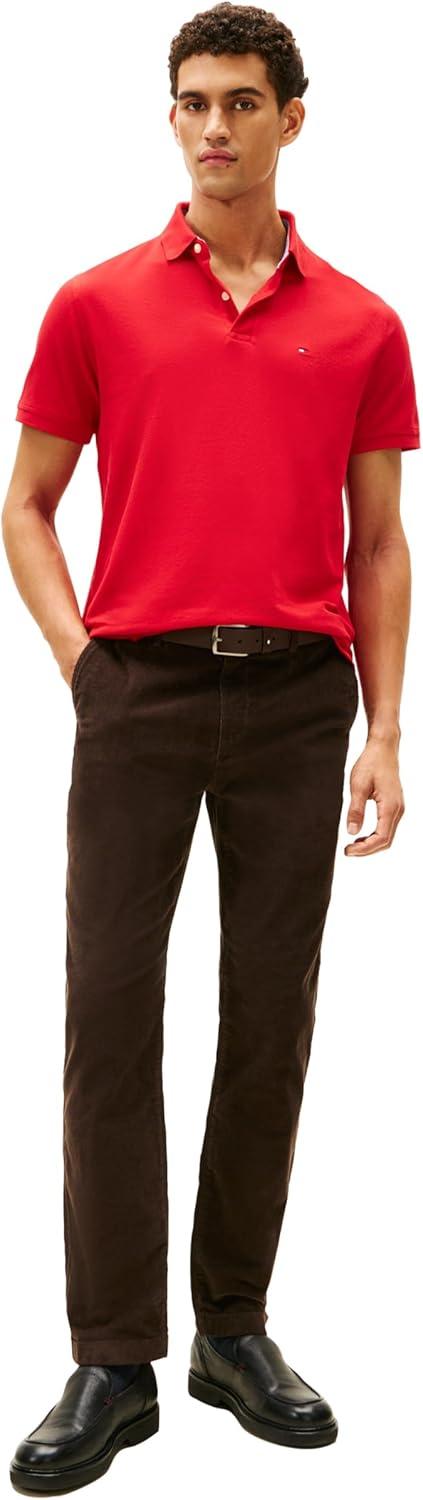 imageTommy Hilfiger Mens Short Sleeve Moisture Wicking Stretch Polo Shirt with Quick Dry UV ProtectionPrimary Red