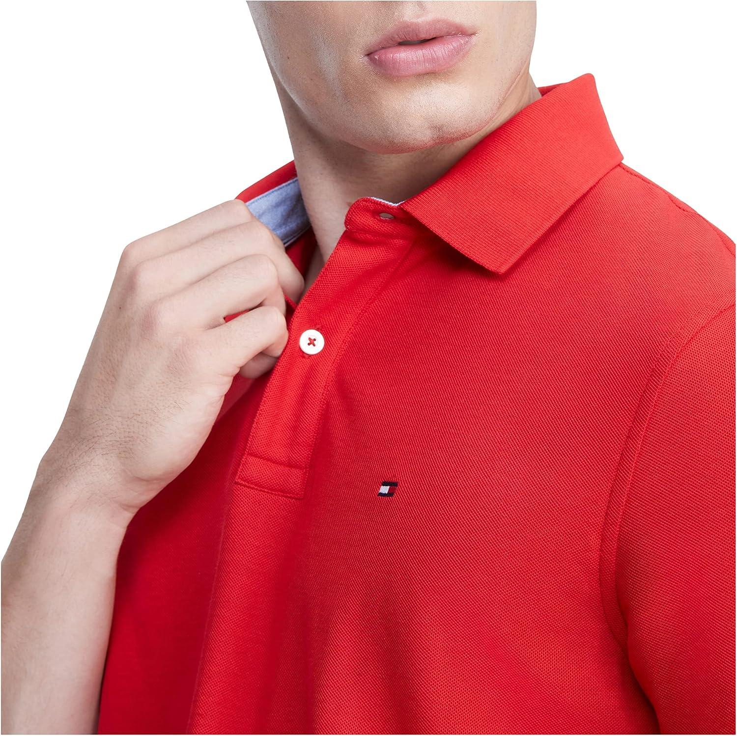 imageTommy Hilfiger Mens Short Sleeve Moisture Wicking Stretch Polo Shirt with Quick Dry UV ProtectionPrimary Red
