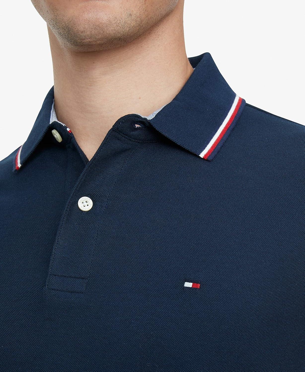 imageTommy Hilfiger Mens Short Sleeve Moisture Wicking Stretch Polo Shirt with Quick Dry UV ProtectionSky Captain