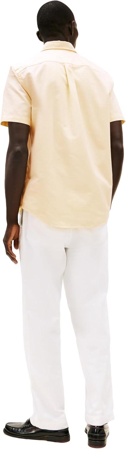 imageTommy Hilfiger Mens Short Sleeve Oxford Shirts in Regular Fit Mens Button Down ShirtsCitronella