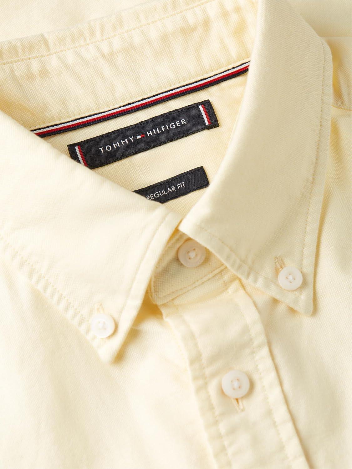 imageTommy Hilfiger Mens Short Sleeve Oxford Shirts in Regular Fit Mens Button Down ShirtsCitronella