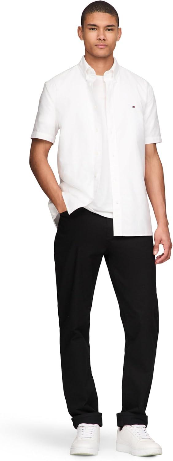 imageTommy Hilfiger Mens Short Sleeve Oxford Shirts in Regular Fit Mens Button Down ShirtsOptic White