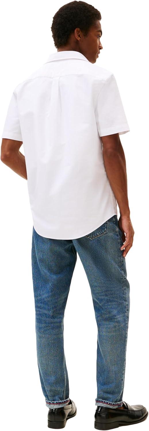 imageTommy Hilfiger Mens Short Sleeve Oxford Shirts in Regular Fit Mens Button Down ShirtsWhite