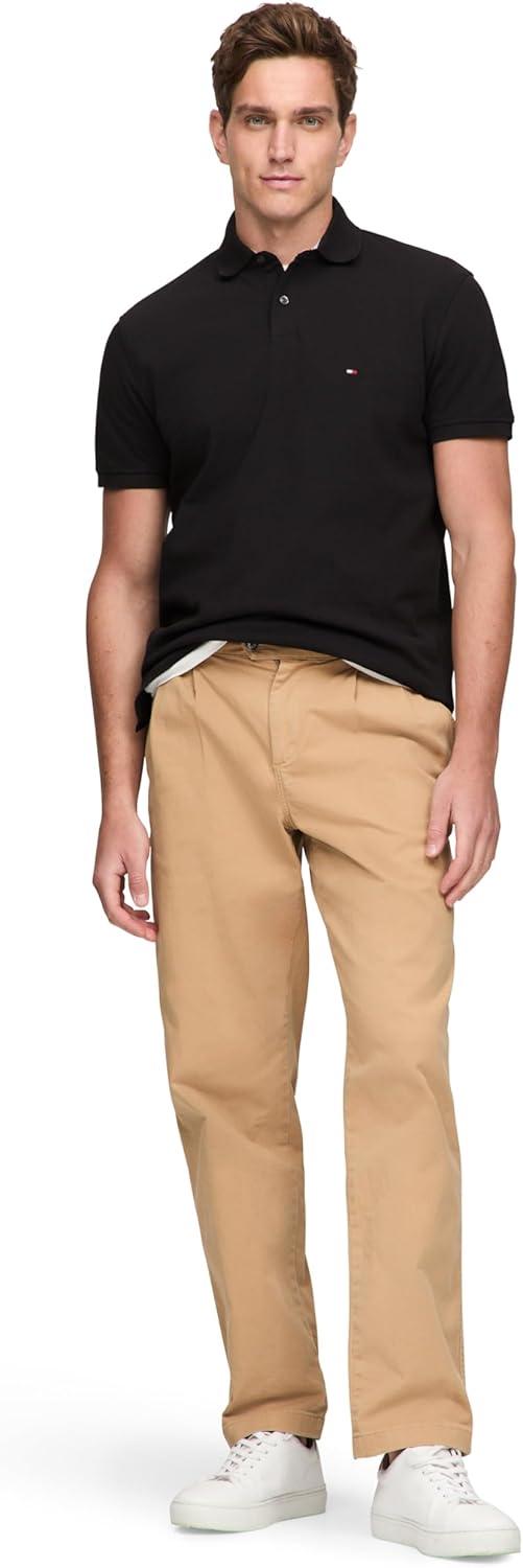 imageTommy Hilfiger Mens Short Sleeve Polo Shirts in Classic Fit with Stretch and Organic Pique CottonBlack
