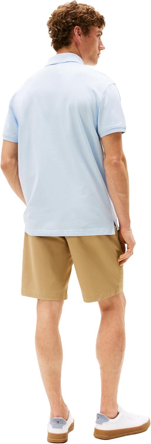 imageTommy Hilfiger Mens Short Sleeve Polo Shirts in Classic Fit with Stretch and Organic Pique CottonBreezy Blue