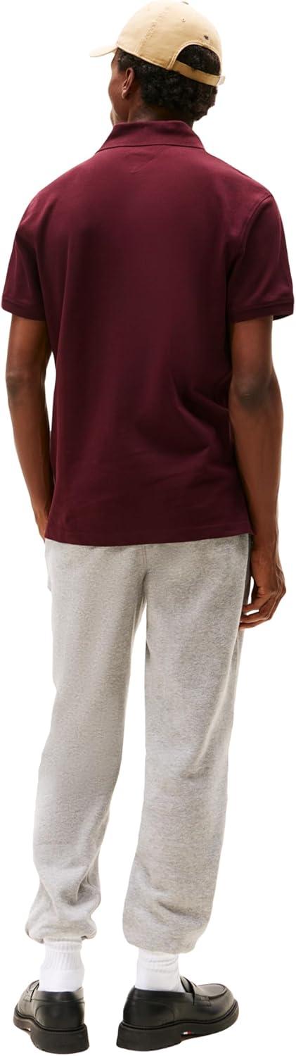 imageTommy Hilfiger Mens Short Sleeve Polo Shirts in Classic Fit with Stretch and Organic Pique CottonDeep Burgundy