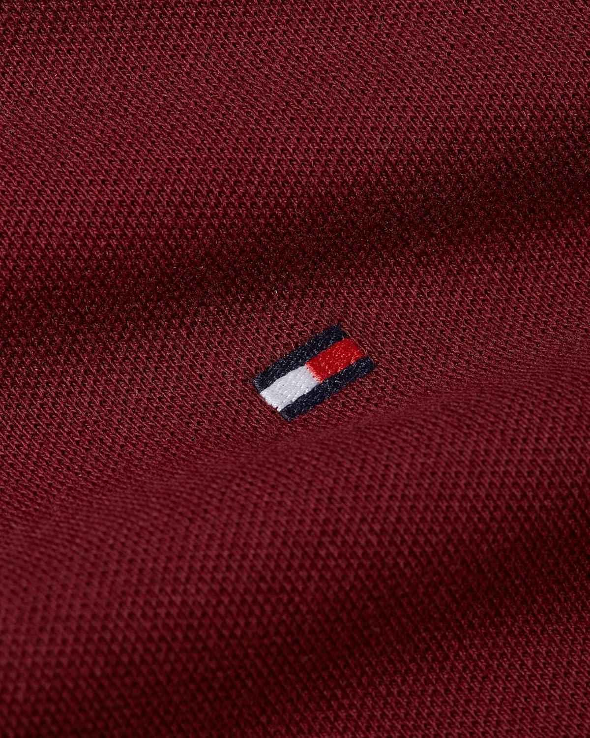 imageTommy Hilfiger Mens Short Sleeve Polo Shirts in Classic Fit with Stretch and Organic Pique CottonDeep Rouge