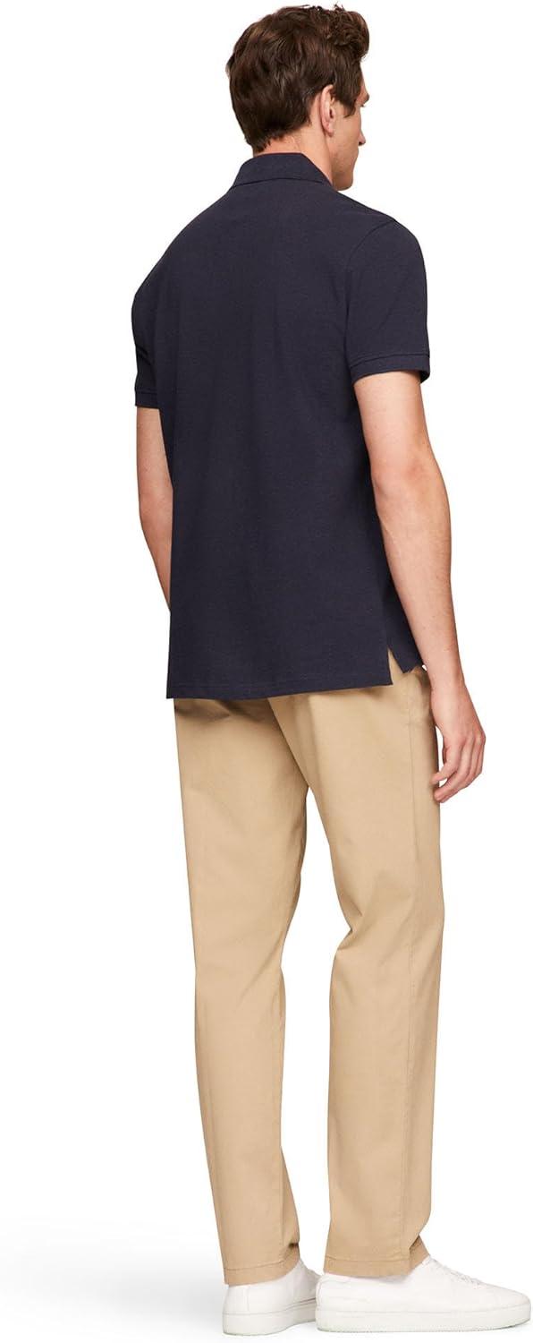 imageTommy Hilfiger Mens Short Sleeve Polo Shirts in Classic Fit with Stretch and Organic Pique CottonDesert Sky Heather