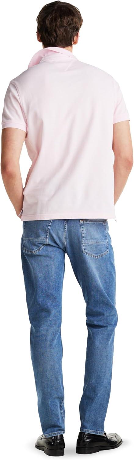 imageTommy Hilfiger Mens Short Sleeve Polo Shirts in Classic Fit with Stretch and Organic Pique CottonLight Pink