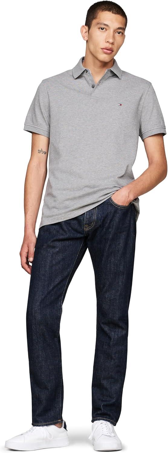 imageTommy Hilfiger Mens Short Sleeve Polo Shirts in Classic Fit with Stretch and Organic Pique CottonMedium Grey Heather