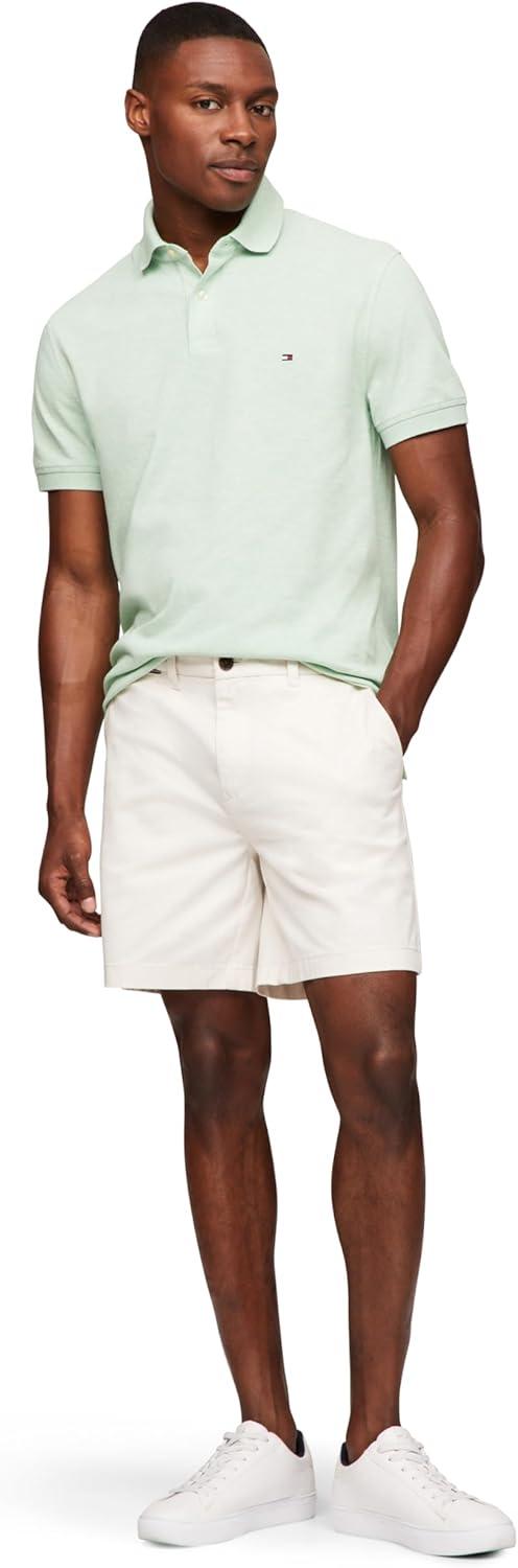imageTommy Hilfiger Mens Short Sleeve Polo Shirts in Classic Fit with Stretch and Organic Pique CottonMint Gel Heather